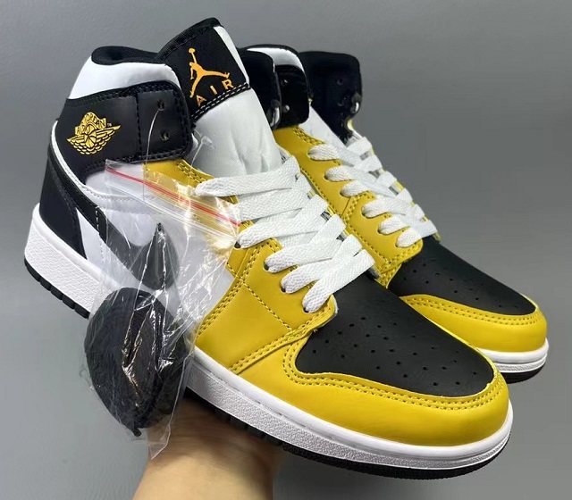 Women Jordan Shoes 1 Grade AAA Black Yellow White - Click Image to Close